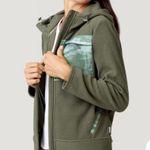 Free Country  Green Micro Fleece Zip Up Jacket Camo Print Satin Pocket Size Small Photo 5