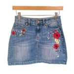 Highline Collective Denim Floral Embroidered Mini Skirt Photo 0