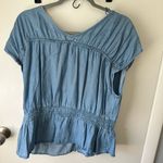 Sonoma  Blue Cap Sleeve Smocked Peplum Blouse Photo 1