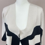 Gap  Wool Drape Open Front Cardigan Sz Medium Black White Striped Western Cozy Photo 2