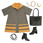 Etcetera E3 by  Women’s XL Rare Wool Blend Knit Coat Gray Mustard Stripe in EUC Photo 1