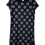 Boden USA Boden Women’s Navy Blue Gold Sunburst Coralie Cotton T-shirt Dress Size 6R Photo 1