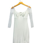 Lulus  Eternally Beloved White Mesh Off-the-Shoulder Pearl Maxi Dress M NWT Photo 6