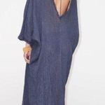 ZARA New  Blue Linen Limited Edition Dress Kaftan Kimono Tunic Size M Photo 3
