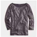 J. CREW Sequin 3/4 Sleeve Boat Neck Blouse Size XS Black NWT Holiday Party Photo 1