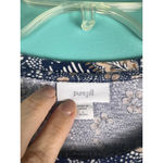 J.Jill Pure Jill Women's L Petite Navy Beige Leaf Print Short Sleeve Dress Pocke Photo 1