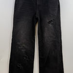 Disclosure Black Distressed Wide Leg Jeans 9/29 Leopard NYC Patch Back pockets Photo 0