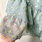 Forever 21  Floral Ruffle Sheer Sleeveless Tiered Tank Top Large Blue Yellow Photo 5