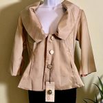 Lindi By Aria Collection Reversible Jacket/ Top. Size Small. Beige Shimmer/Multi Tan Photo 0