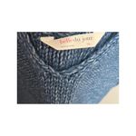 belle du jour Crocheted Knit Crop Top Womens XXL Blue V Neck Cable Knit Photo 2