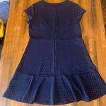 Gap  Dress 16 Navy Blue White Polka Dots Fit & Flare Short Cap Sleeve Flounce Hem Photo 4