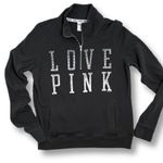 PINK - Victoria's Secret PINK 1/4 zip “love pink” black sweatshirt medium Photo 4