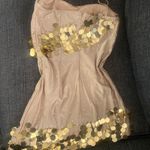 Tan gold sequined mini dress dance costume Silver Photo 2