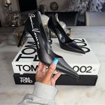 Versace New Gianni  Black Logo Print 80mm Leather Pumps Photo 1