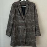 Women’s Size L Plaid Two Button Closure Long Line Blazer Jacket Fully Lined Black Size L Photo 1