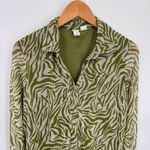 Joie  Button Front Shirt Womens Medium Green White Zebra Print Fairy Layered Photo 1
