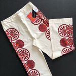 La DoubleJ Medallion Placée Stretch Pants Cream Envers Satin Sz L NWT Red Size L Photo 4