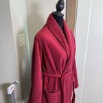 L.L. Bean Women Winter Fleece Robe Tie Front Heavyweight Deep Rosewood Pink Red Size M Photo 3