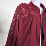 Bob Mackie Wearable Art Burgundy Jacket X-Large Faux Leather Detail Long Sleeve Photo 1
