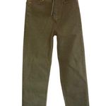 RE/DONE 70s Ultra High Rise Stove Pipe Jeans Size 24 Olive Green Denim vintage Photo 0