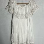 PilyQ NWOT White Off Shoulder Lace Ruffle Trim Mini Dress Coverup Size Med/Lrg Photo 1