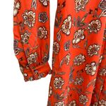 Loft  0 xs burnt orange terracotta paisley boho print mock neck button LS dress Photo 10