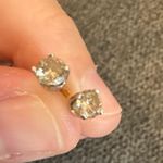 Delicate Yellow Diamond Stud Earrings | Real Gold Settings Photo 2