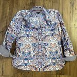 Talbots  Women't Royal Paisley Preppy Classic Button Down Cotton Shirt S M Photo 0