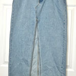 Edikted Light Wash Denim Maxi Skirt Front Slit Raw Hem Size XL Photo 0
