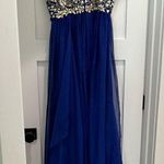 Alyce Paris  size 6 blue formal prom beaded rhinestone dress chiffon midi dress Photo 2