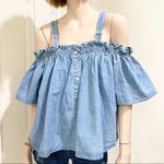 Fashion to figure FTF Off Shoulder Cold Shoulder Denim Blouse Photo 2