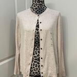 Karen Scott Nwt  Jersey Cardigan Sweater Walnut Heather Combo Cream Photo 0