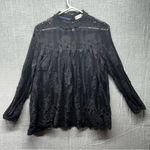 Altar'd State Black Lace Blouse Sheer Lace arms/chest Sz. Medium Flowy scalloped Photo 0