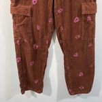 PacSun Brown Embroidered Hearts Corduroy Elastic Waist Cargo Skater Pants Size M Photo 7