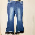FOR THE REPUBLIC  Blue Flare Jeans with Fringe Detail Photo 3