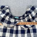 Karlie Off Shoulder Gingham Top Women's Small Navy Blue Ruffle Made in USA Photo 4