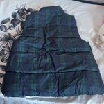 Navy & Green Yuanfang Plaid Puffer Vest — Dark Academia Outdoorsy / Forestcore / PNW Prep Blue Size L Photo 2