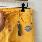 Tractr Marigold Yellow High Rise Slim Button Front Thigh Slit Denim Shorts 12/31 Photo 4