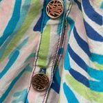 Lilly Pulitzer blouse long sleeve rounded neckline to V cutout watercolor Sz SM Photo 7