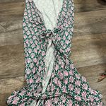 Boden Green Pink Shell Print Joanna Cap Sleeve Tie Wrap Midi Dress Size 6R Photo 2