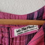 We The Free People Moon City Blouse Tunic Pink Purple Plaid Short Sleeve XS Photo 3