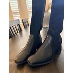 Cocon Black Knit Sock Boots Women 36(US 6) Block Heel Stretch Boots Square Toe Photo 3