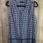 Willi Smith  Geometric Blue and White Blouse Photo 0