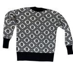 Brooks Brothers Wool Blend Black & White Snowflake V-Neck Sweater Size Small Photo 3
