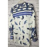 EXPRESS  Portofino Shirt Womens Large Blue Paisley Striped Oversized Career Satin Photo 4