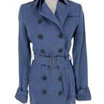Burberry Brit 100% Linen Short Trench Coat in Blue Photo 5
