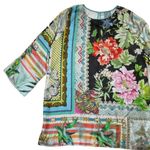 Johnny Was NWT Island Print Silk Tunic in Mixed-Print Lightweight Dress PXL Photo 1
