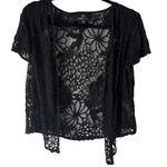 Ronni Nicole  Y2k Floral Lace Black Open Front Cardigan Top S Whimsigoth‎ Cottage Photo 0