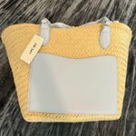 Blue and Tan Women’s Straw Tote Bag by On 34th Photo 1