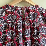 Loft  Ann Taylor Red Purple Floral Pattern Shift Dress Womens Size XS Long Sleeve Photo 7